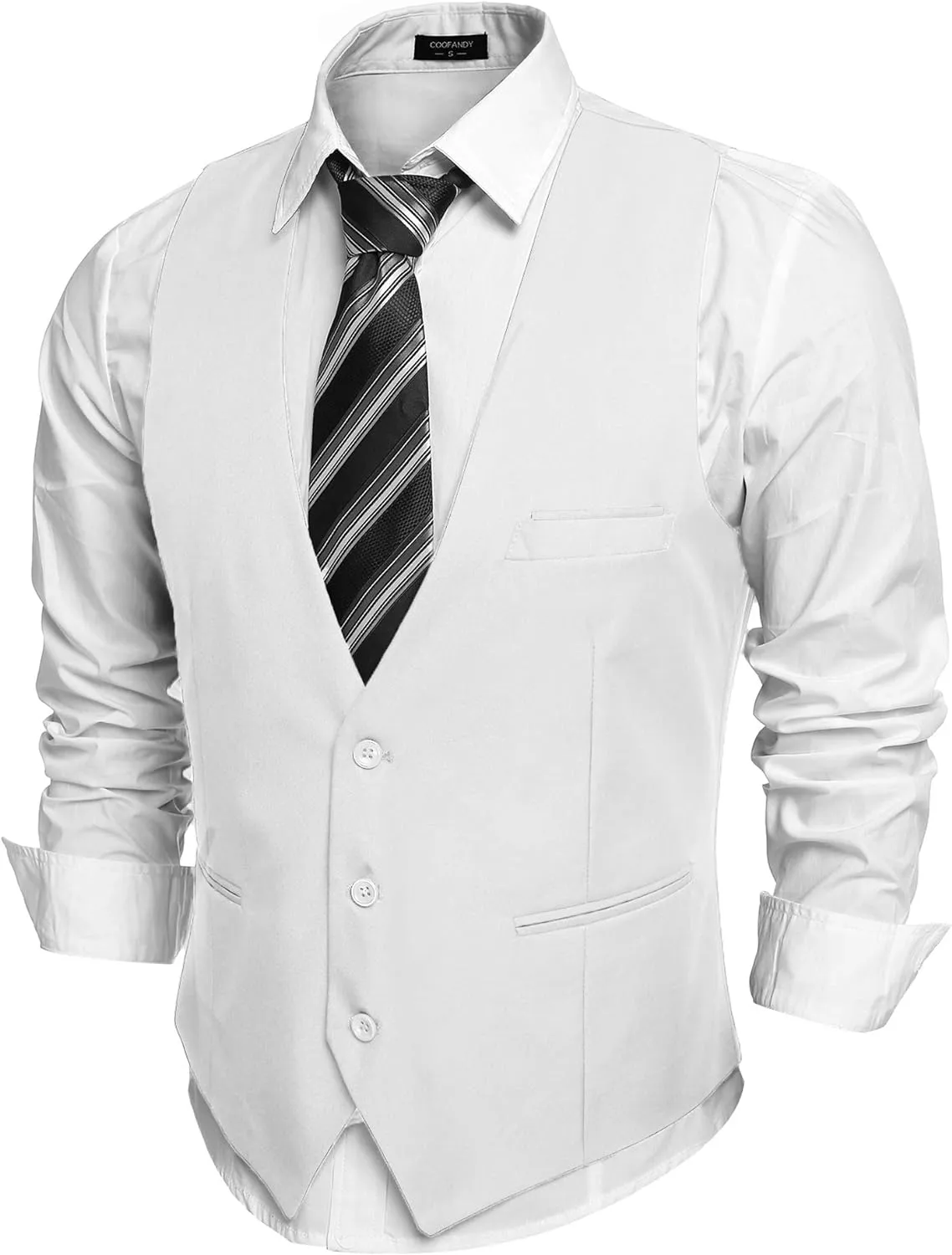 Men's Beige Sleeveless Formal Slim Fit Suit Vest