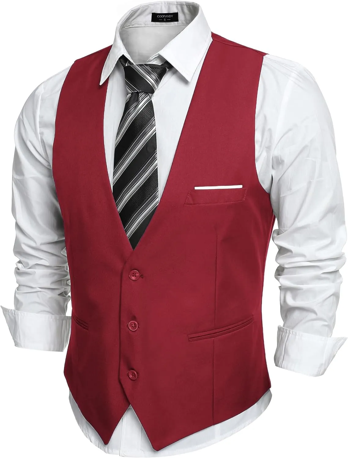 Men's Beige Sleeveless Formal Slim Fit Suit Vest