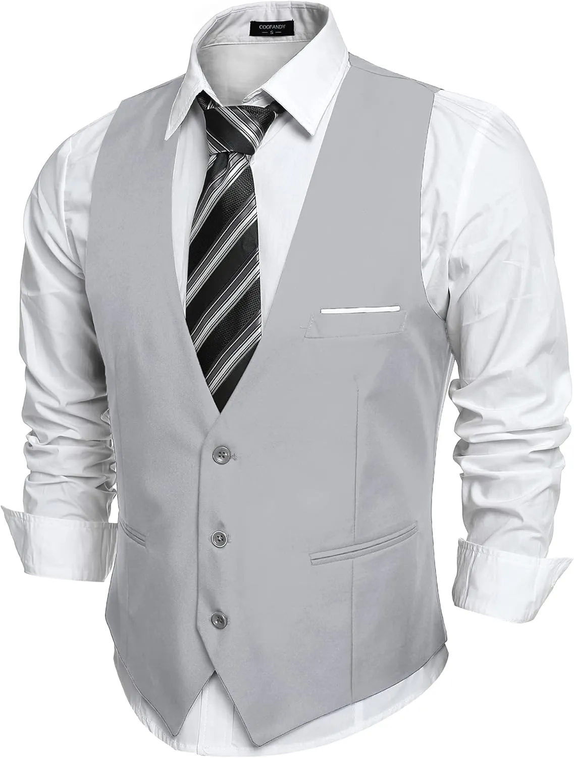 Men's Beige Sleeveless Formal Slim Fit Suit Vest