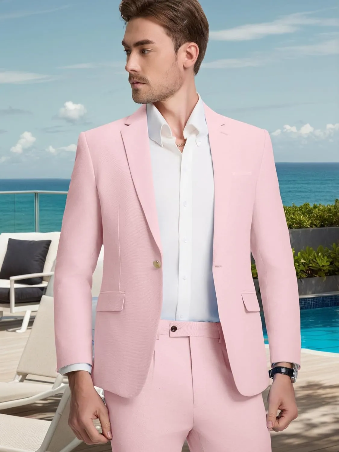 Mens Suit Slim Fit 2 Piece Suits for Men Formal Suit Jacket Pants Business Casual Suits Wedding Prom Tuxedos
