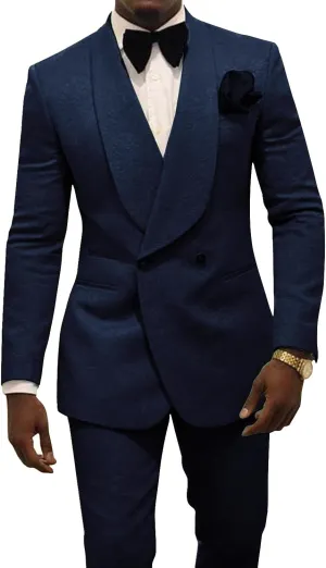 Men's Two Piece Shawl Lapel Suit Jacquard Tuxedo for Wedding Daily Business Blazer Pant Set