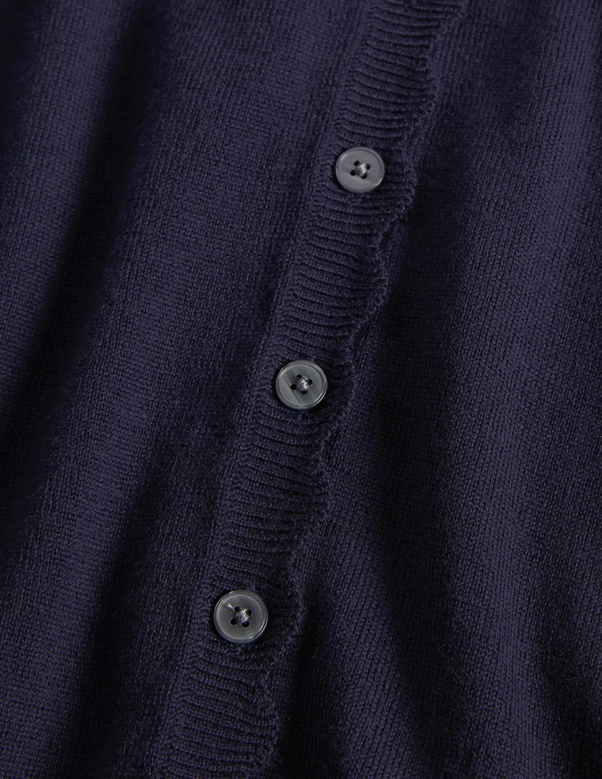 Merino Scallop Trim Cardigan-Navy