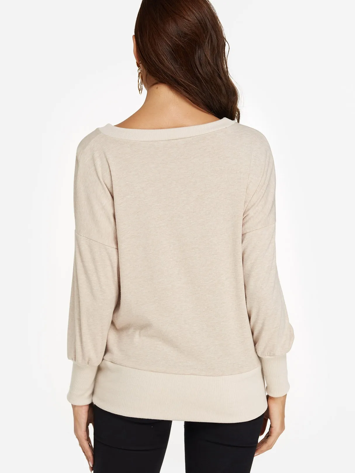 OEM ODM Round Neck One Shoulder Long Sleeve Beige T-Shirts