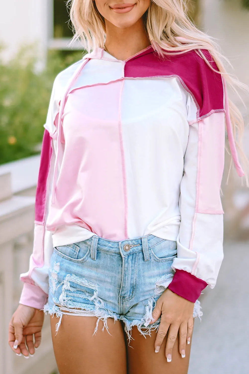 Olivia Exposed Seam Loose Sleeve Hoodie