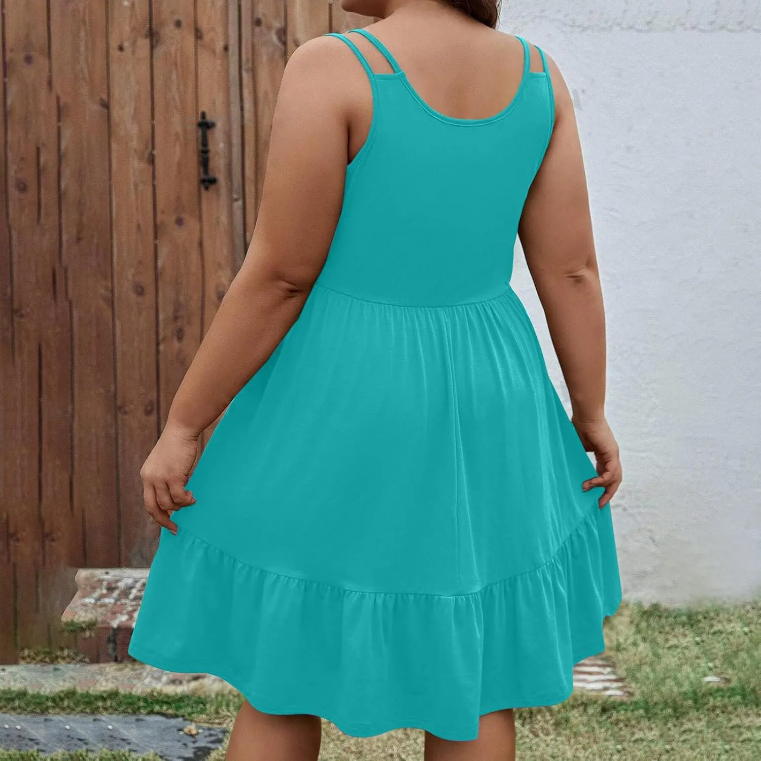 Plus Size Summer Dresses for Women Sleeveless Beach Tank Tiered Dress Casual Flowy A Line Vacation Midi Sundress