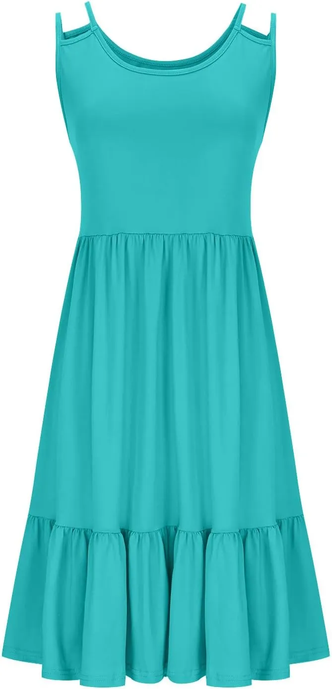 Plus Size Summer Dresses for Women Sleeveless Beach Tank Tiered Dress Casual Flowy A Line Vacation Midi Sundress