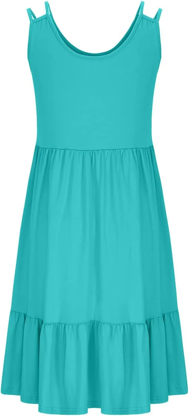 Plus Size Summer Dresses for Women Sleeveless Beach Tank Tiered Dress Casual Flowy A Line Vacation Midi Sundress