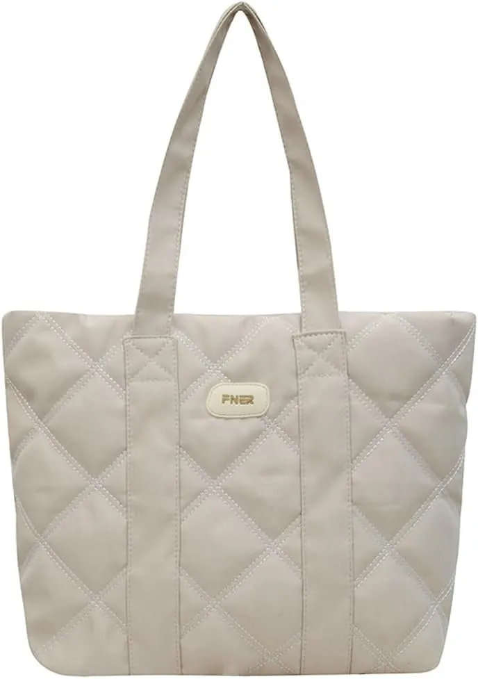 Puffer Tote Bag for Women Trendy Nylon Shoulder Bag Quilted Hobo Bag Slouchy Top Handle Handbag Purse