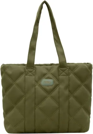 Puffer Tote Bag for Women Trendy Nylon Shoulder Bag Quilted Hobo Bag Slouchy Top Handle Handbag Purse