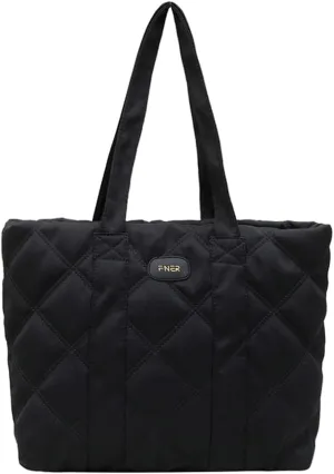 Puffer Tote Bag for Women Trendy Nylon Shoulder Bag Quilted Hobo Bag Slouchy Top Handle Handbag Purse