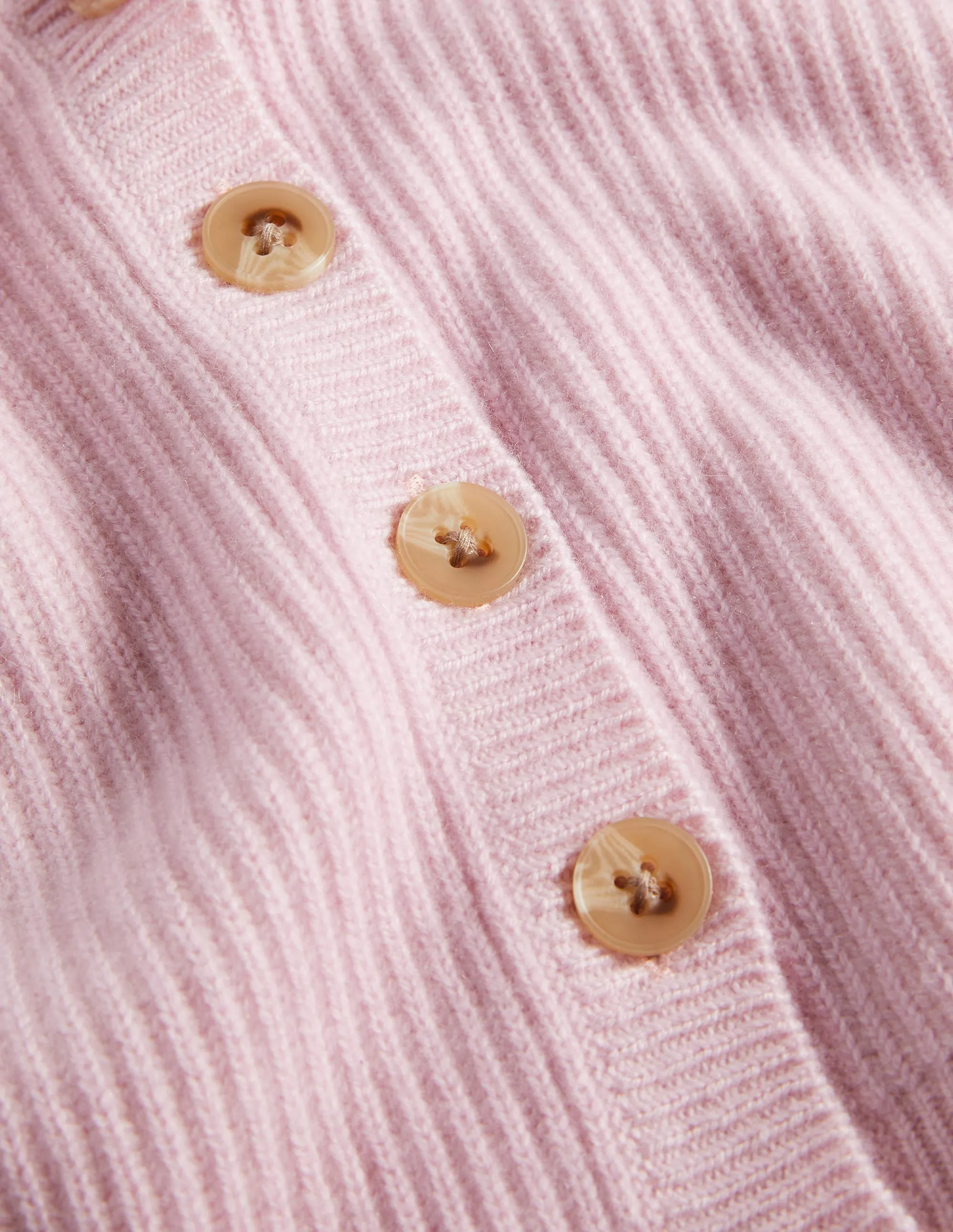 Ribbed Knit Cashmere Cardigan-Cameo Pink