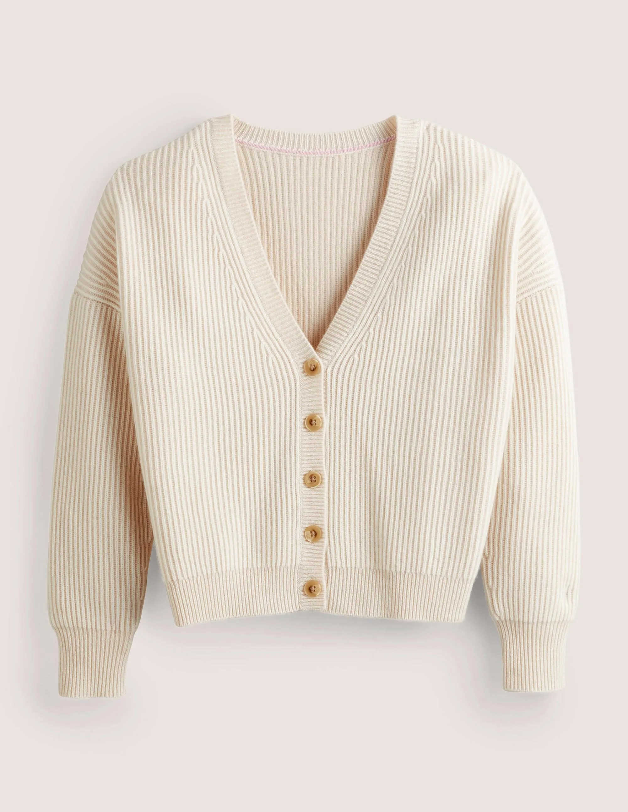 Ribbed Knit Cashmere Cardigan-Rope