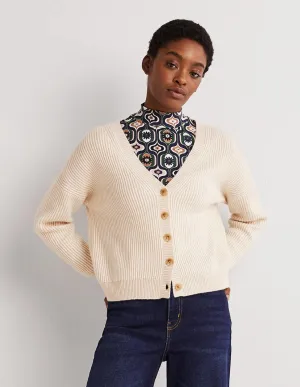 Ribbed Knit Cashmere Cardigan-Rope