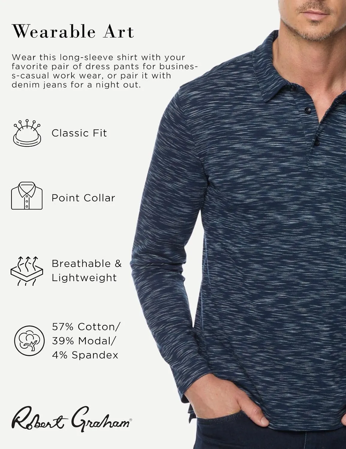 Robert Graham Men's Thales Long Sleeve Knit Polo Shirt