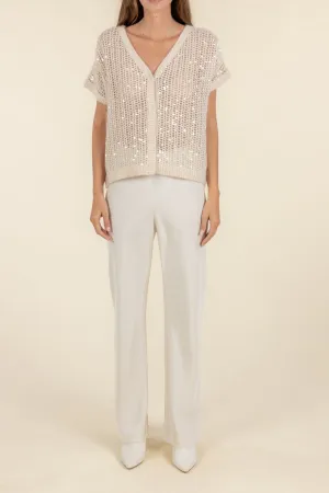 SEQUINS V-NECK CARDIGAN