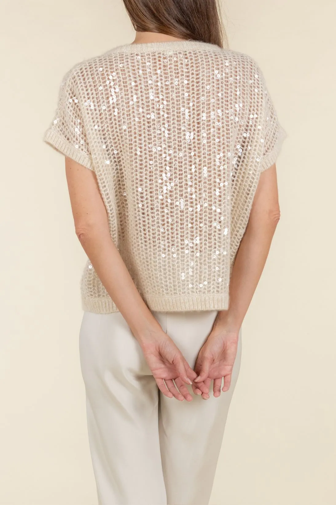 SEQUINS V-NECK CARDIGAN