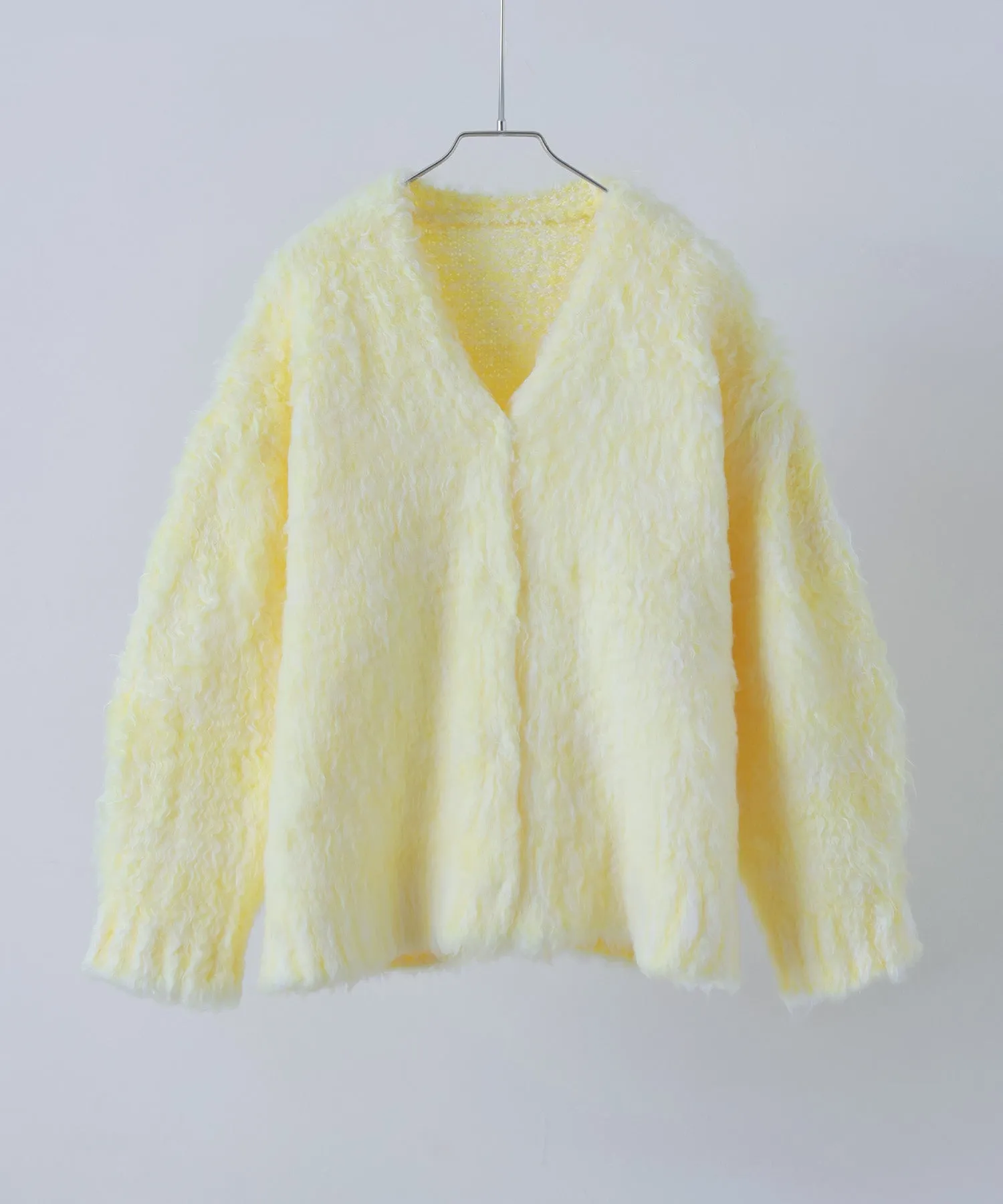 Shaggy knit v-neck cardigan