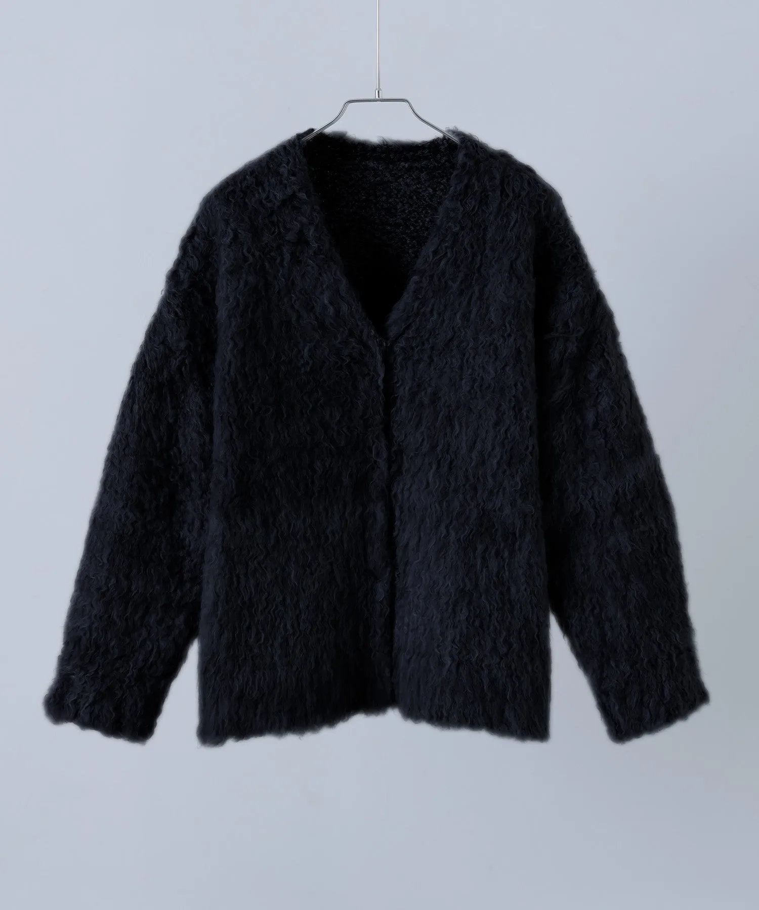 Shaggy knit v-neck cardigan