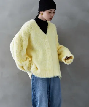 Shaggy knit v-neck cardigan