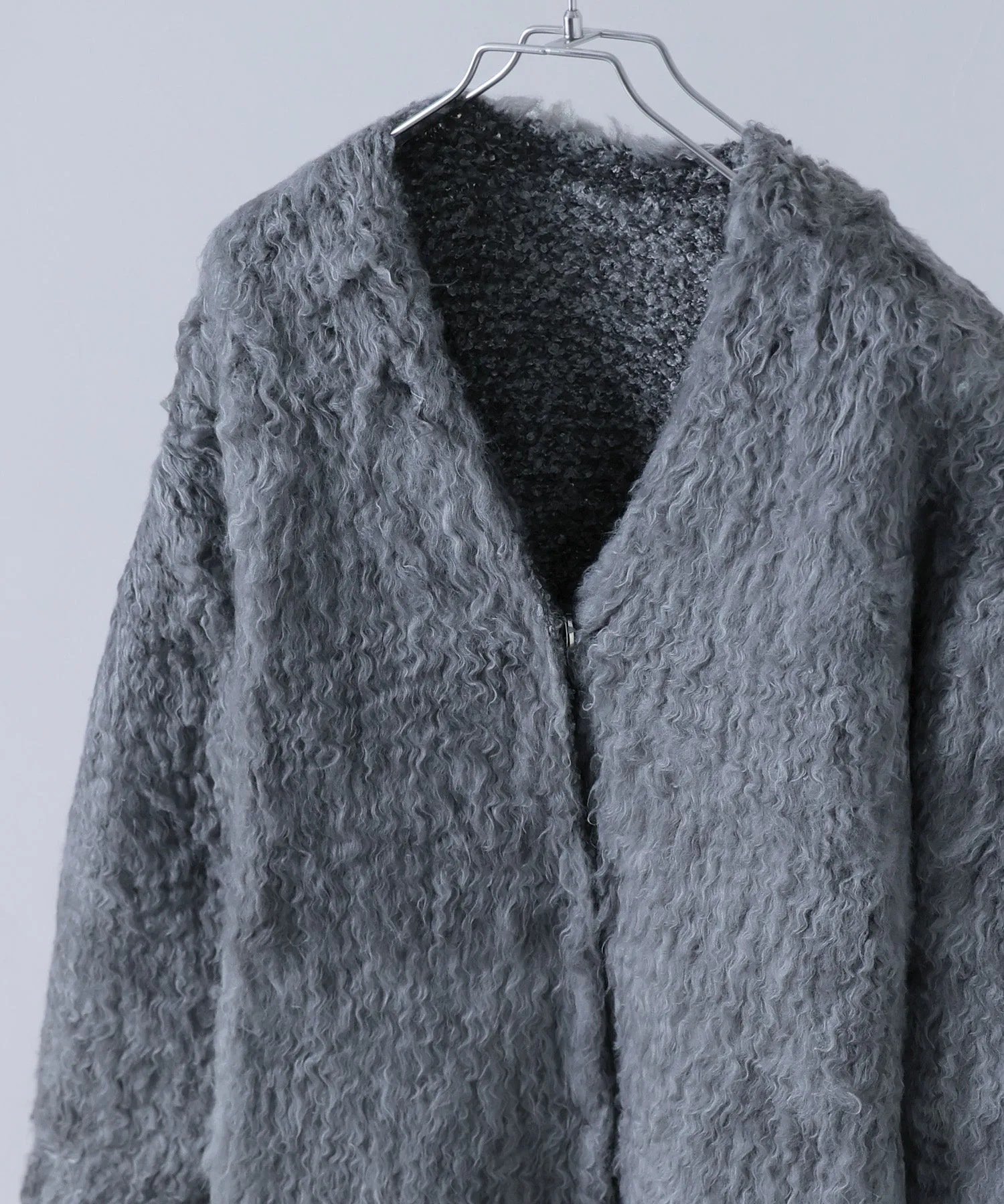 Shaggy knit v-neck cardigan