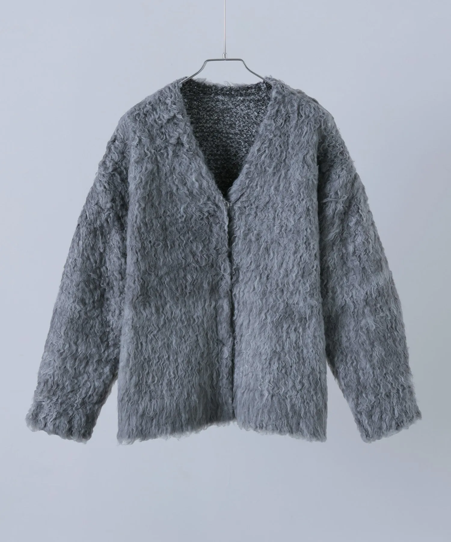 Shaggy knit v-neck cardigan