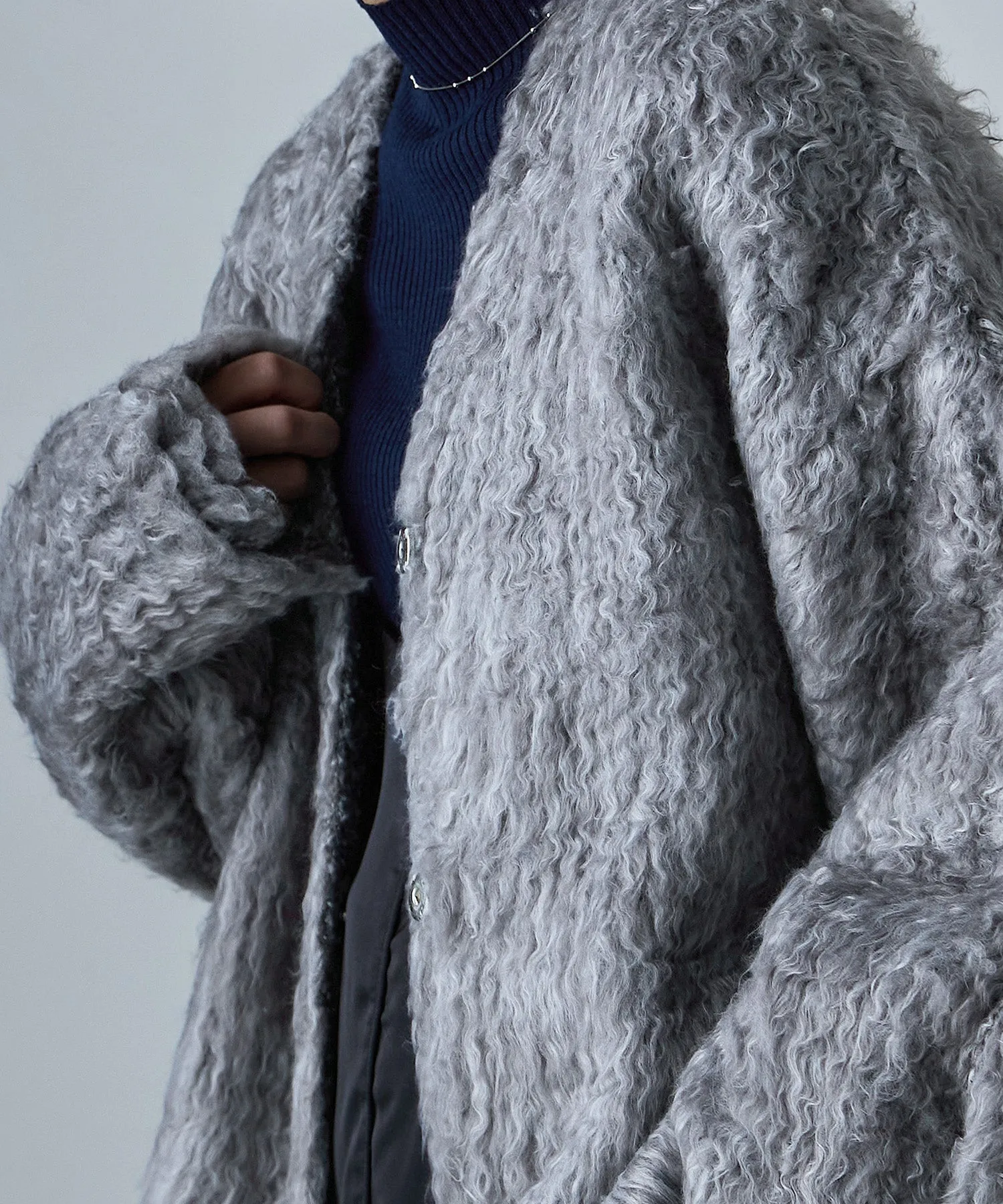Shaggy knit v-neck cardigan