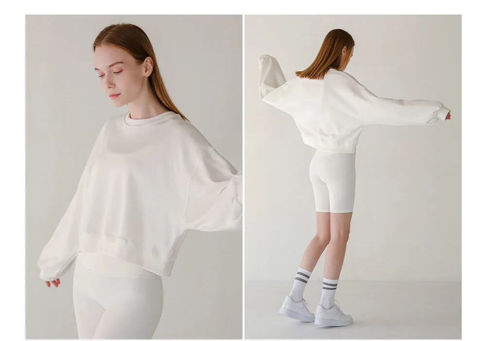 Short Sweaters Women Clothing Spring Autumn Long Sleeve round Neck Pullover Casual Yoga Clothes Sexy Fitness Sports Top