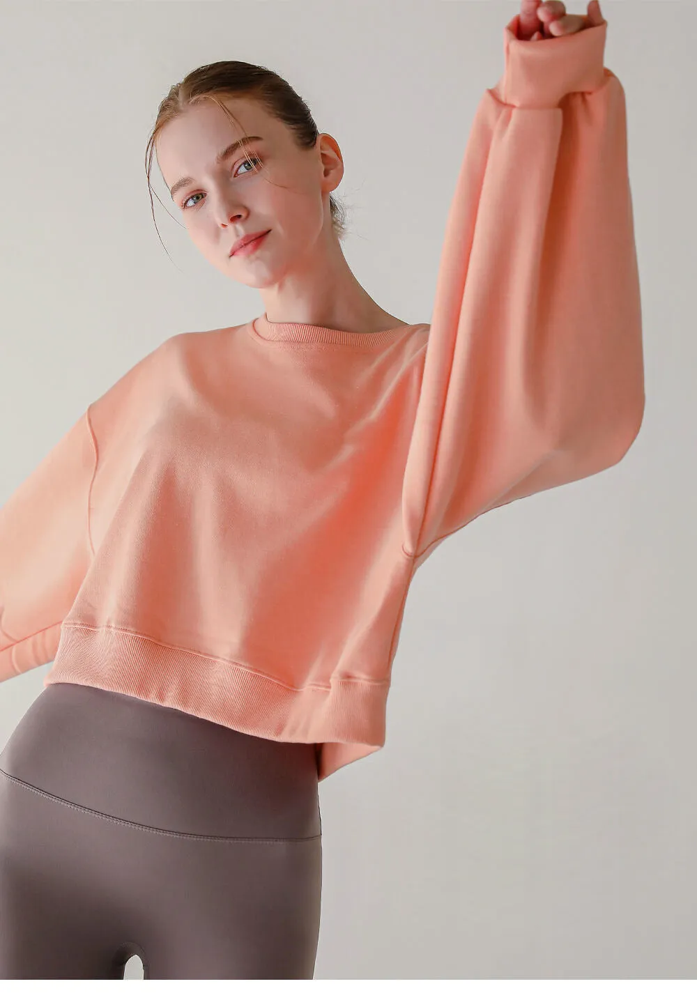 Short Sweaters Women Clothing Spring Autumn Long Sleeve round Neck Pullover Casual Yoga Clothes Sexy Fitness Sports Top