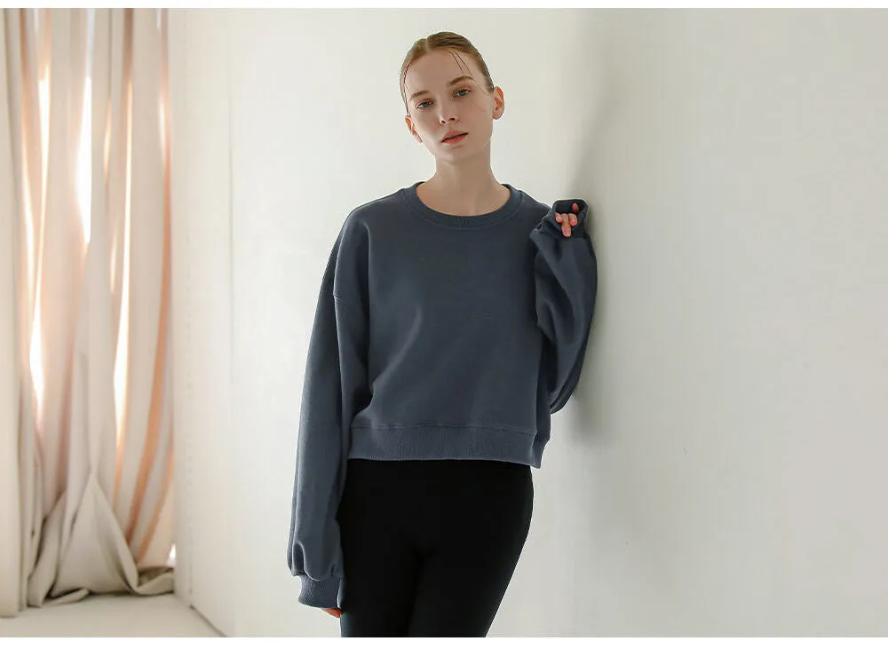 Short Sweaters Women Clothing Spring Autumn Long Sleeve round Neck Pullover Casual Yoga Clothes Sexy Fitness Sports Top