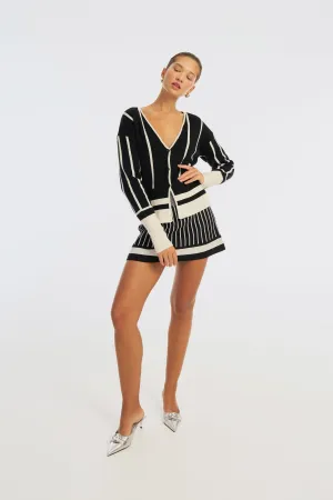 Simone Knit Cardigan - Black/White