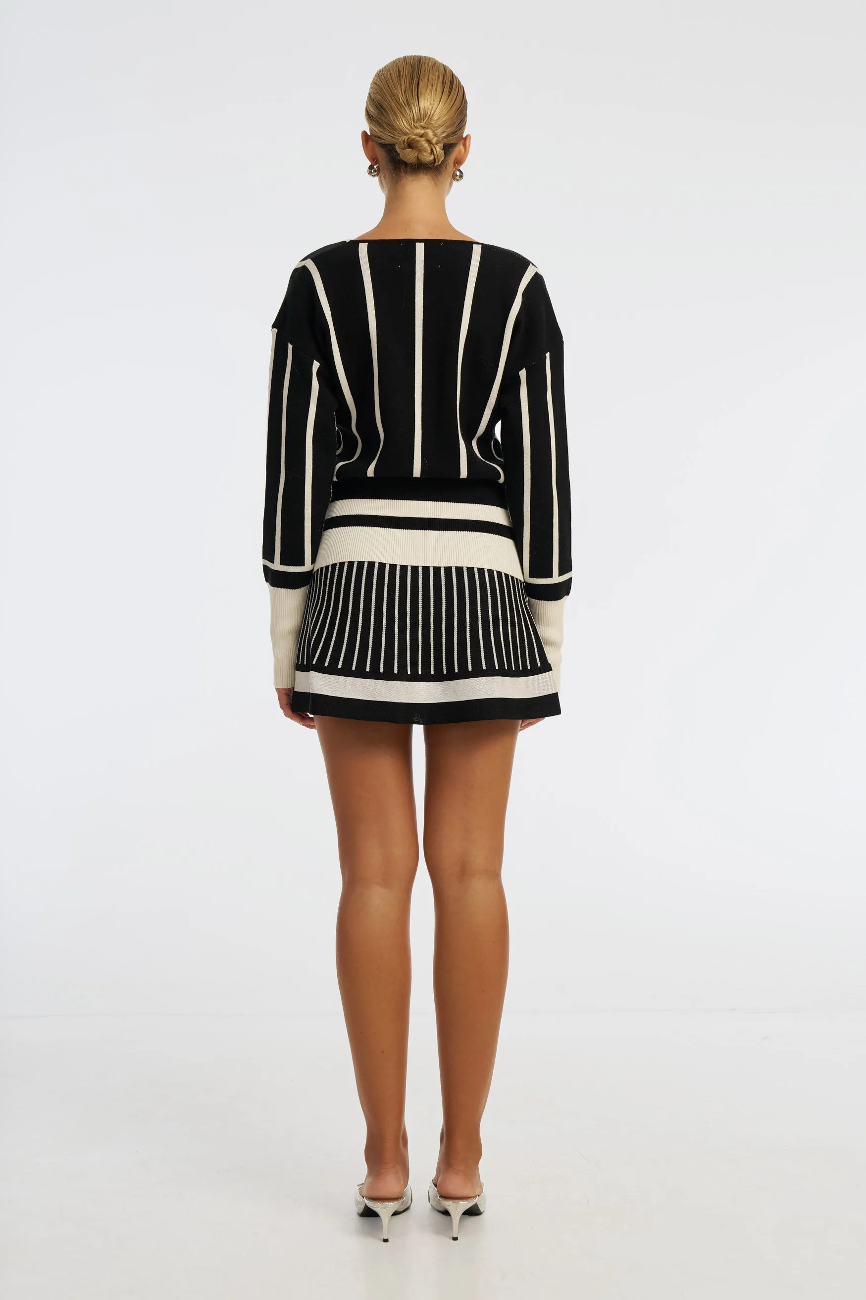 Simone Knit Cardigan - Black/White