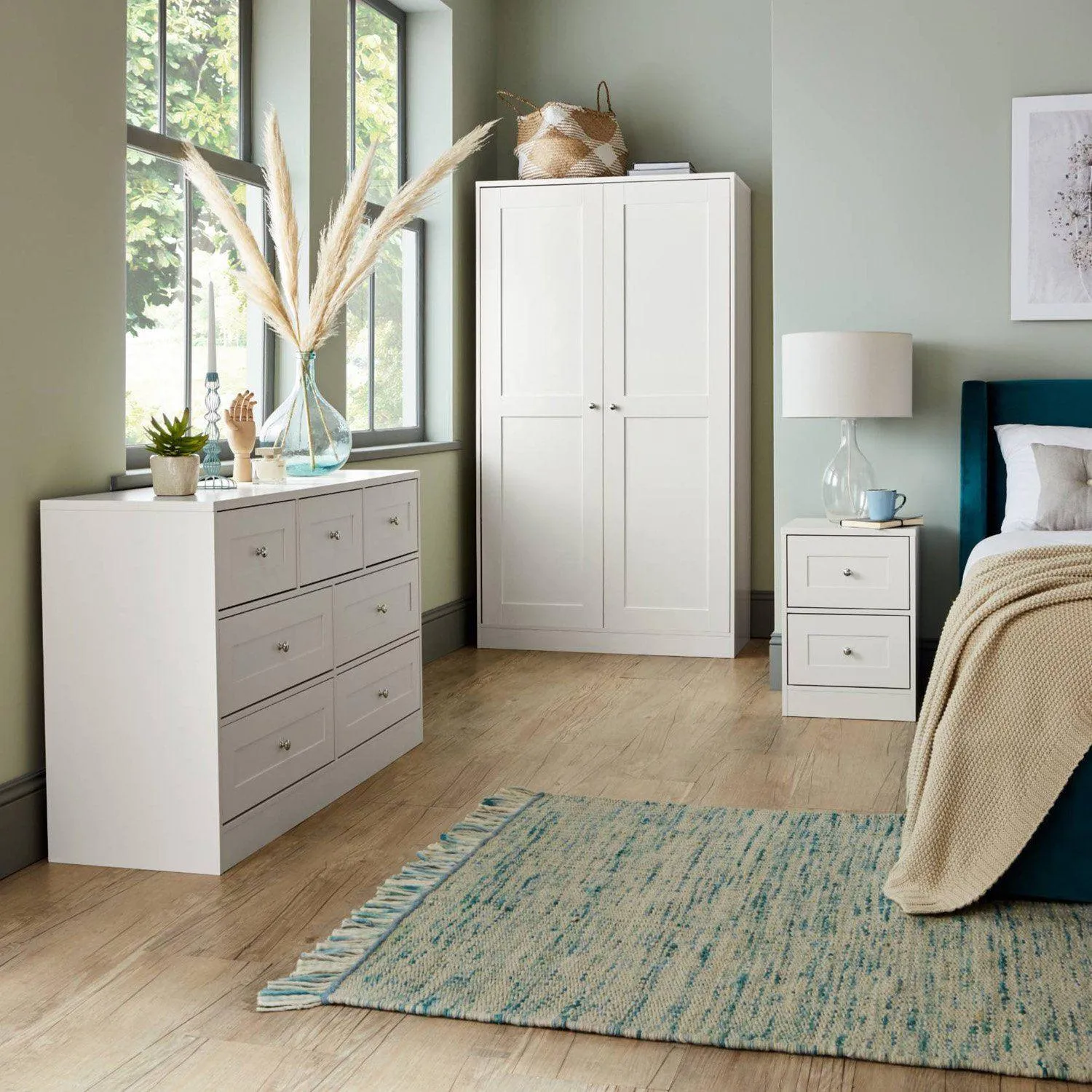 Stevie Wardrobe & Drawers Set - White