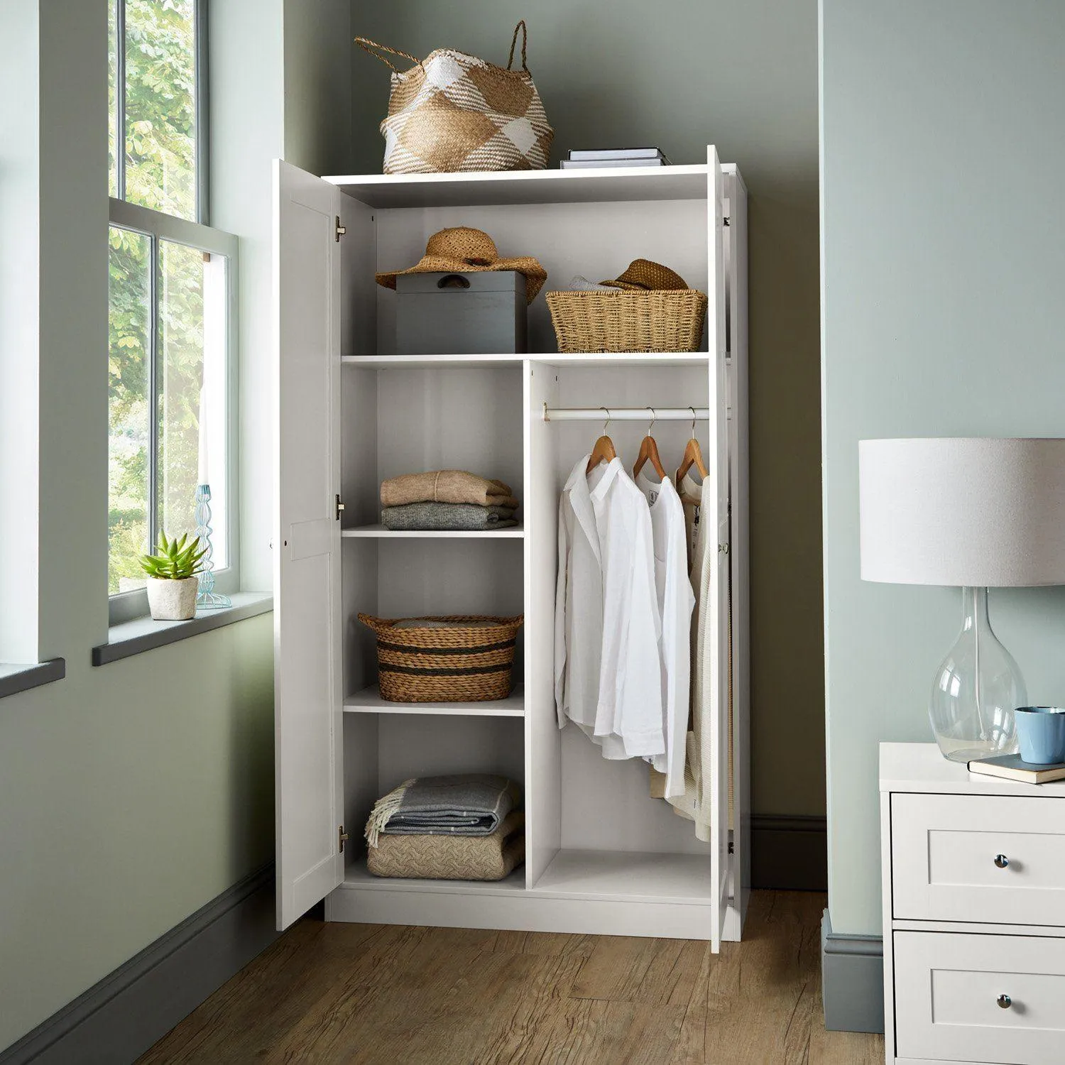 Stevie Wardrobe & Drawers Set - White