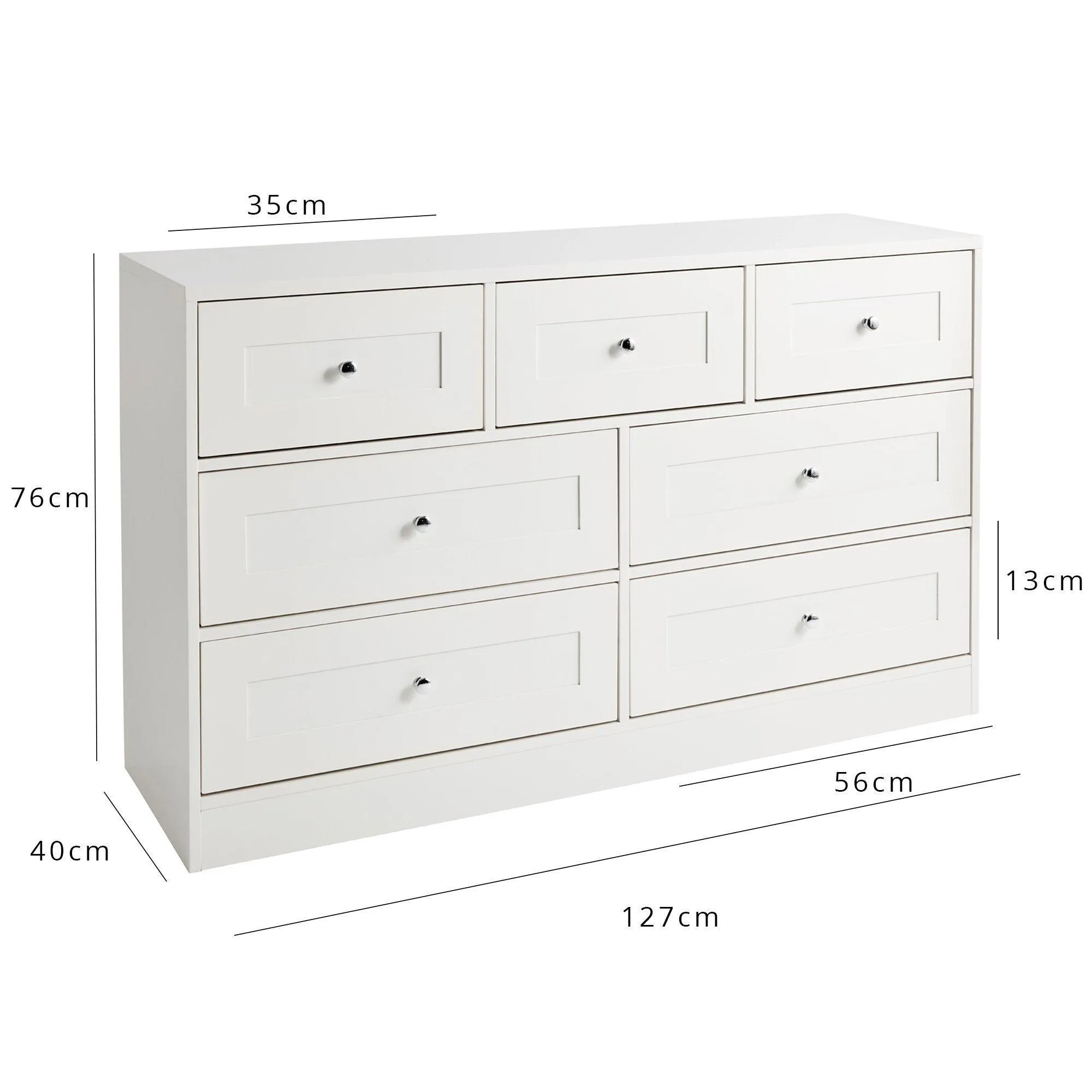 Stevie Wardrobe & Drawers Set - White