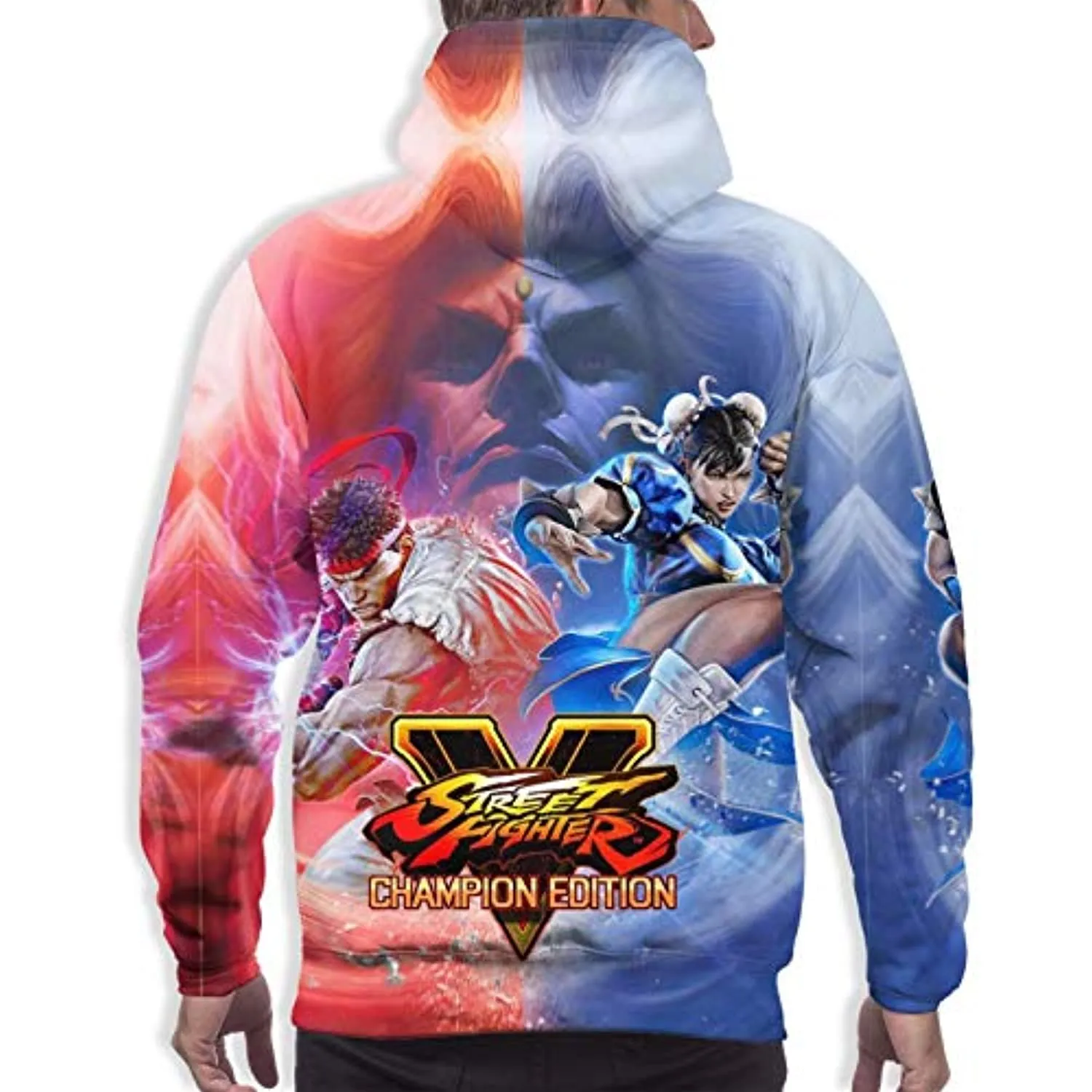 Street Fighter Hoodie - Ryu VS Chun-Li 3D Print Pullover with Pockets