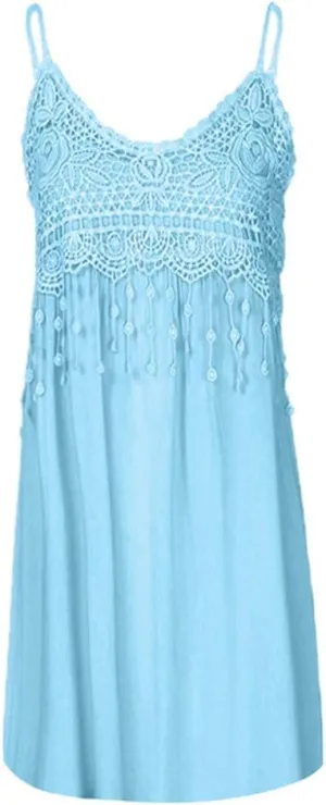 Summer Dresses for Women 2023 Trendy Plus Size Spaghetti Strap Tassel Midi Dress Sundress Hawaiian Beach Clothes Sun Dress Nightgowns for Women Slip Dress