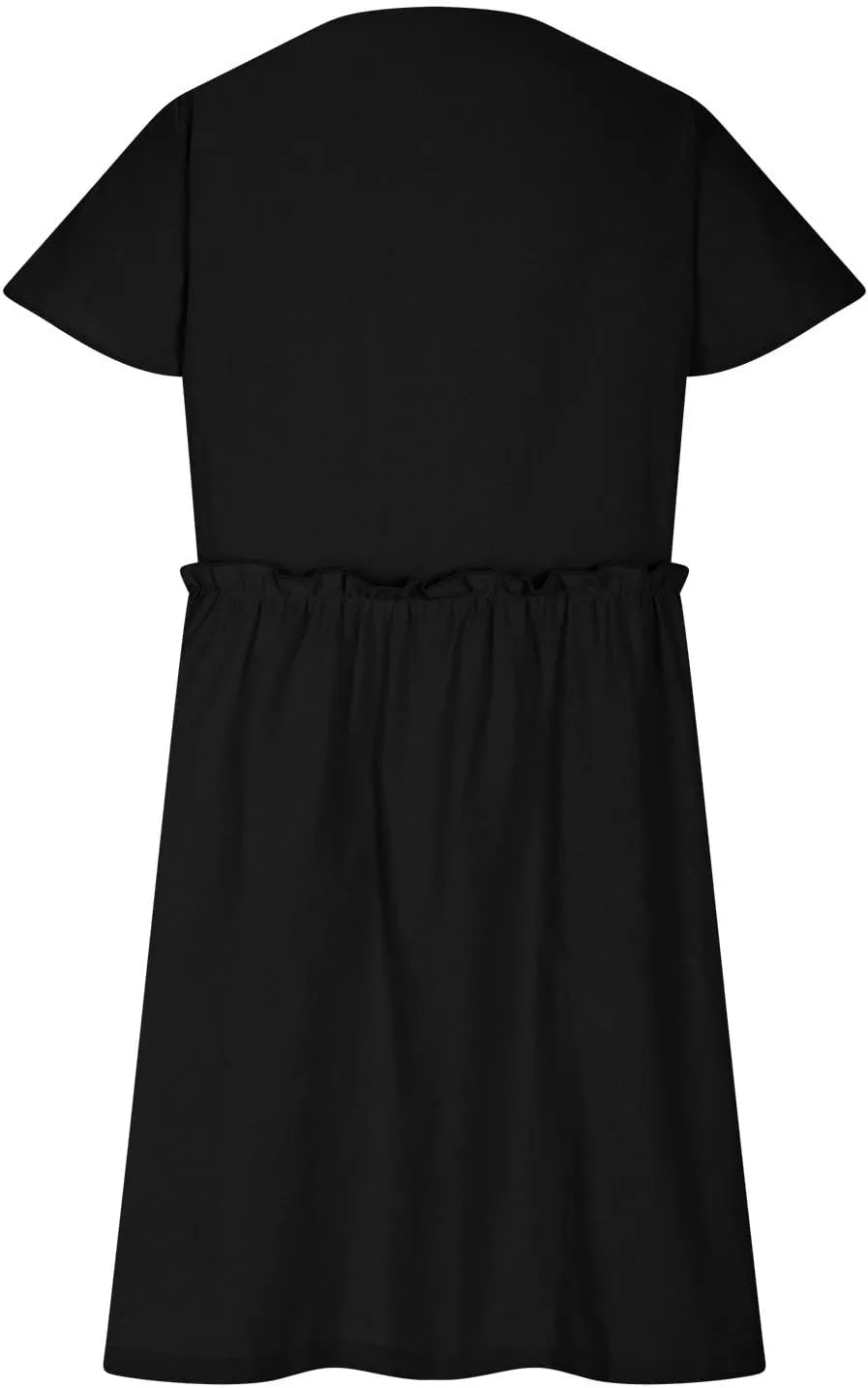 Summer Dresses for Women 2025 Casual Short Sleeve Beach Dress Fashion Loose Fit Crew Neck Solid Color Sundress