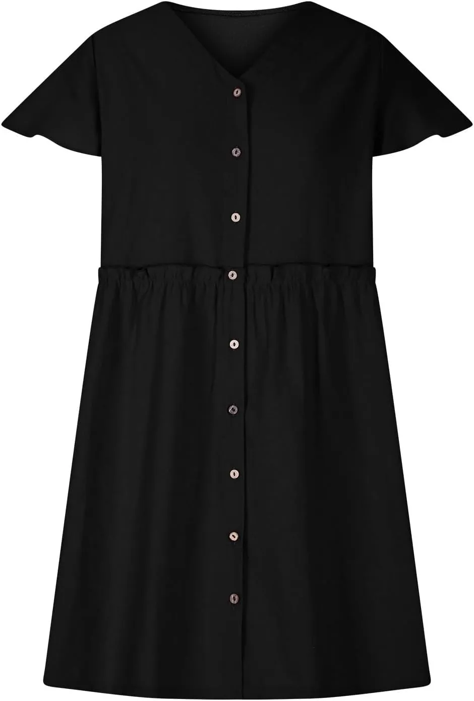 Summer Dresses for Women 2025 Casual Short Sleeve Beach Dress Fashion Loose Fit Crew Neck Solid Color Sundress