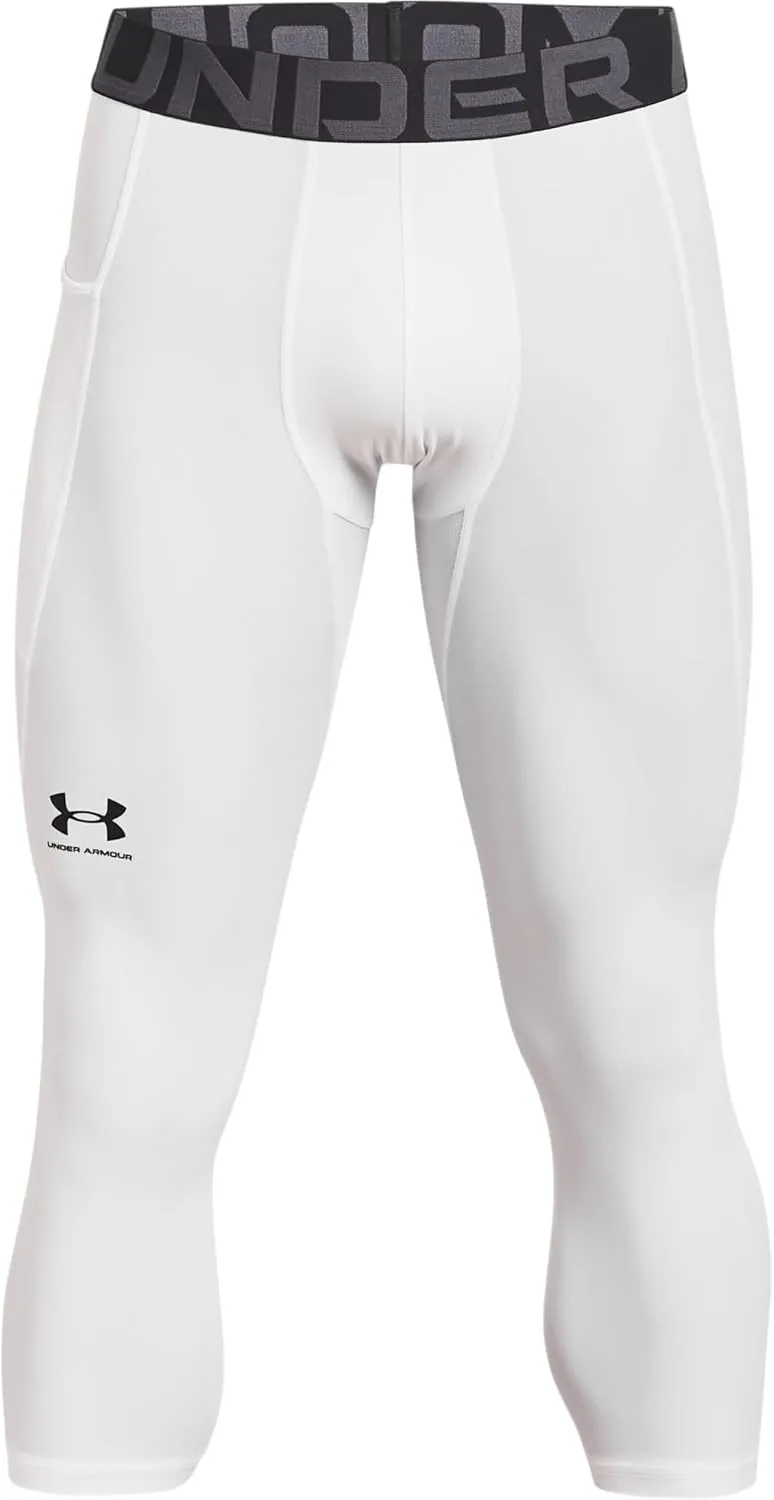 Under Armour Men's Armour HeatGear 3/4 Leggings , White (100)/Black, Small