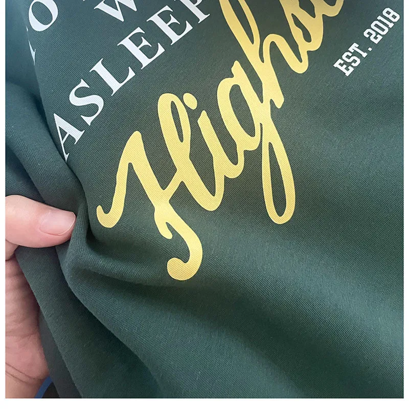 Unisex Dark Green Sweater Women University Vibe Student Loose Long Sleeve Top Ordinary Letter Graphic Printing
