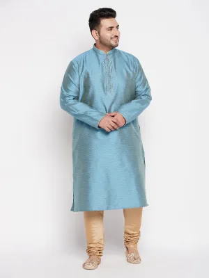 VASTRAMAY Aqua Blue Kurta And Rose Gold Pyjama