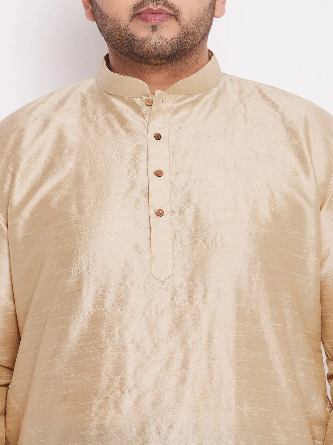 Vastramay Men's Golden Silk Kurta Dhoti