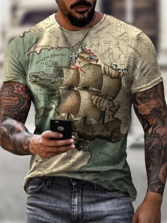 Vintage  Sail Map Casual T-Shirt