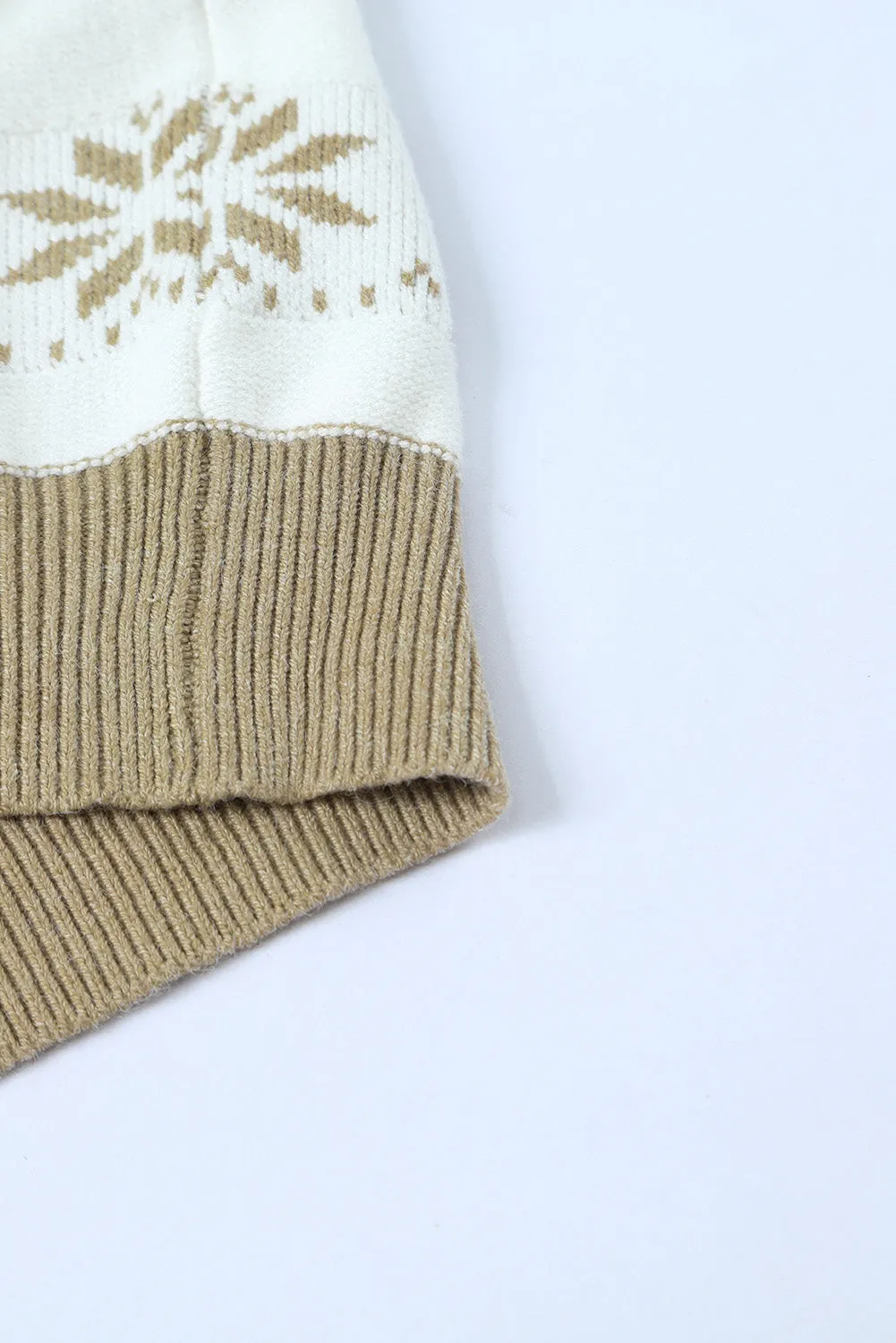 White Christmas Snowflake High Neck Knit Sweater