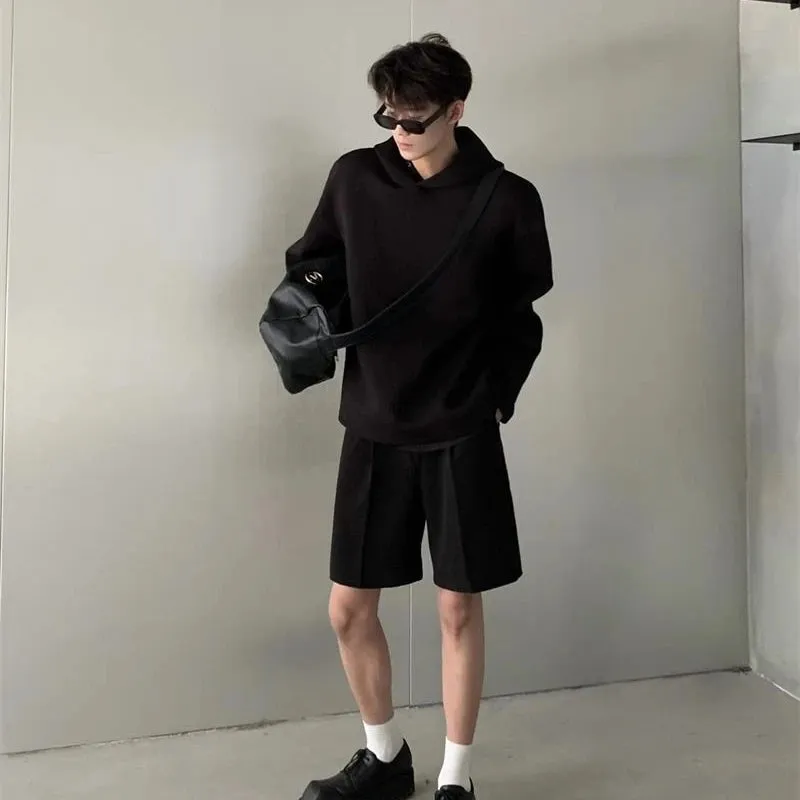 WIAOFELLAS -  Autumn Winter Solid Minimalist Gallery Hooded Sweatshirt Men's Loose Casual High Street Tops Men Hoodies Male Clothes