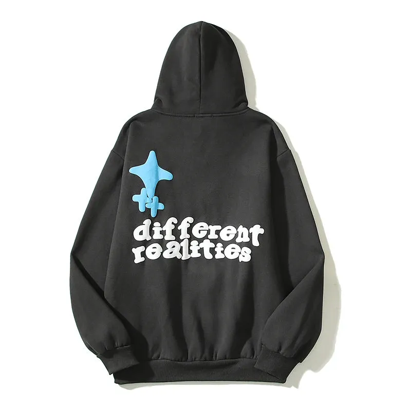Wiaofellas High Street Letter Foam Skull Vintage Fleece Hooded Hoodies Men and Women Pullover Casual Loose Autumn Winter Sweatshirts