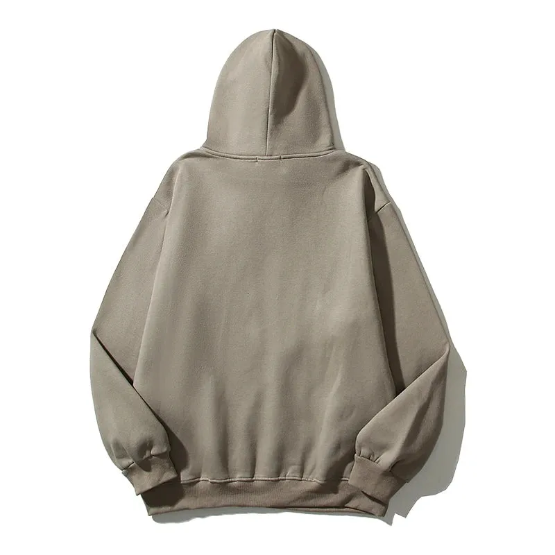 Wiaofellas High Street Letter Foam Skull Vintage Fleece Hooded Hoodies Men and Women Pullover Casual Loose Autumn Winter Sweatshirts