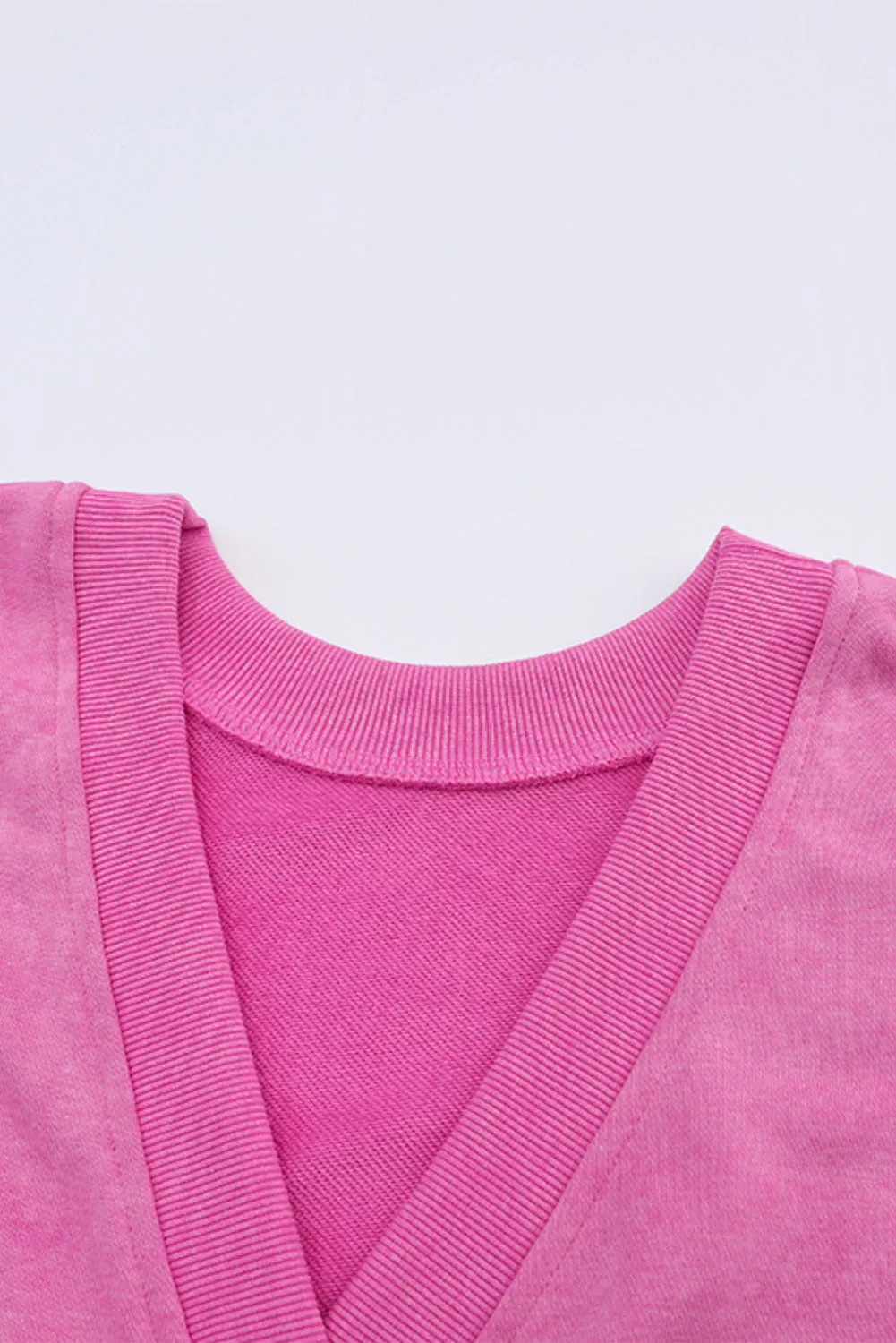 Womens Pink Fashion Sweater Exposed Seam Twist Open Back Oversized Sweatshirt