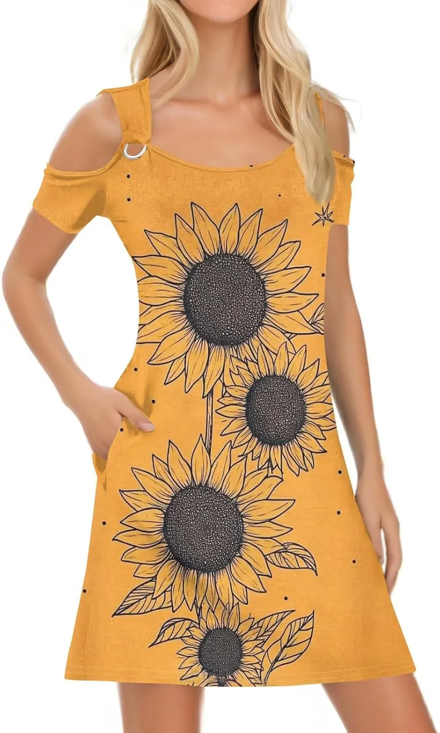 Women's Summer Casual Trendy Sleeveless Halter Striped Polka Dot Floral Print Midi Dress 2025 with Pockets, S-3XL