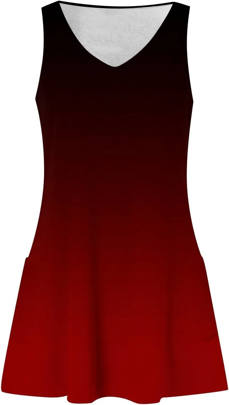 Women's Summer Dresses 2024 Beach Casual Sleeveless Floral Print Boho Tank Dress V Neck Loose Sundress with Pocket